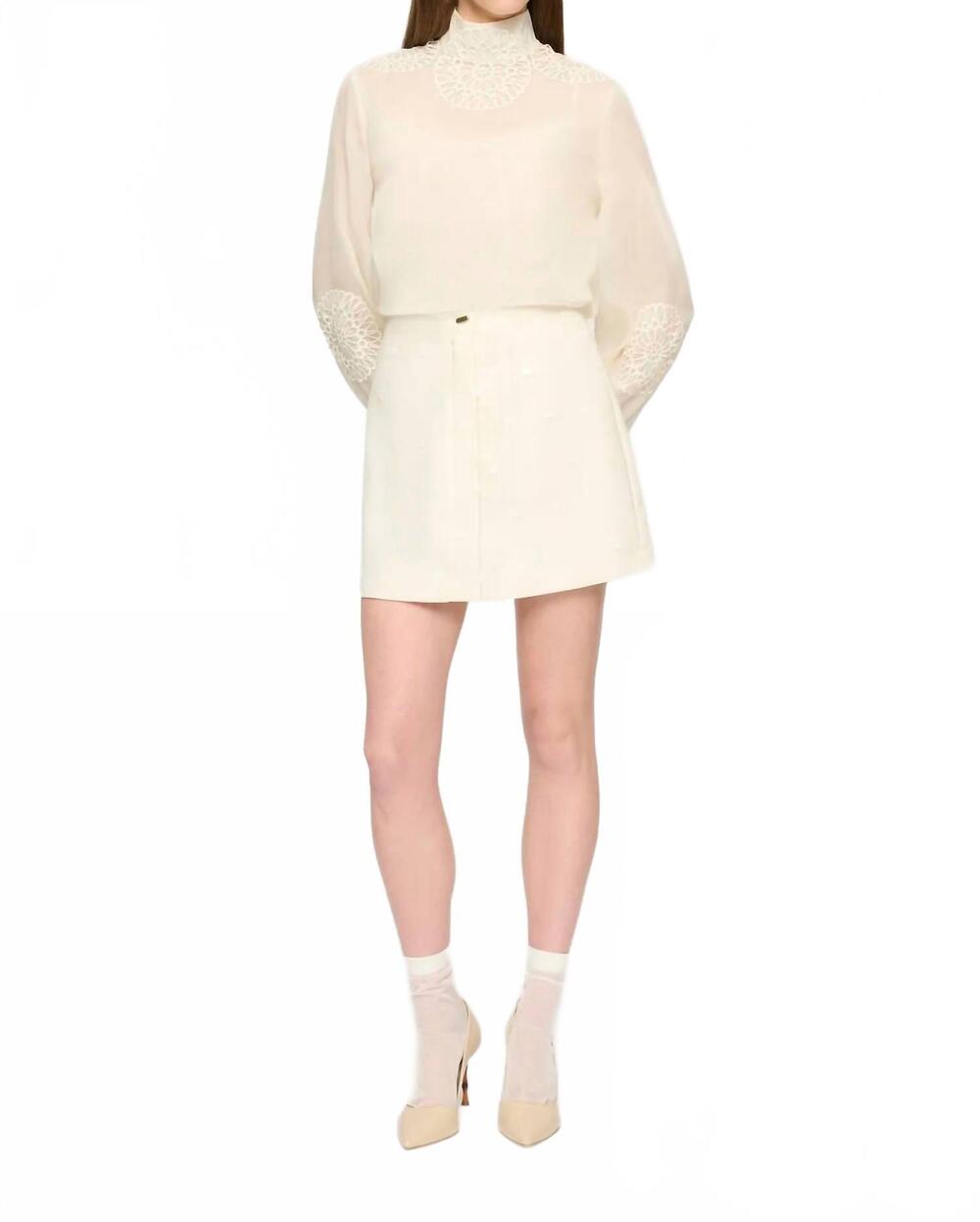 NEW CLEA larissa embroidery shirt in parchment